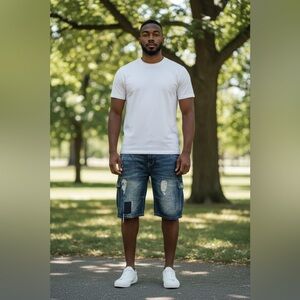 Ecko Unlimited Blue Distressed Jean Shorts